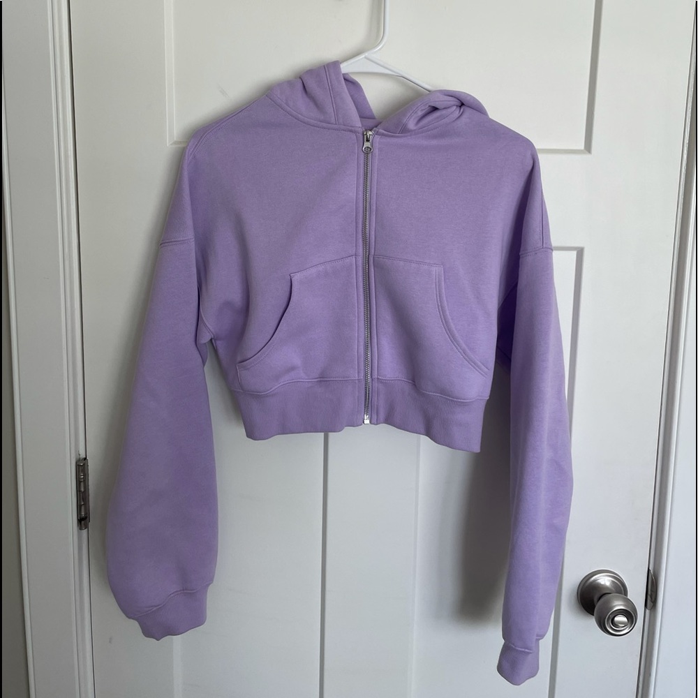 Cropped Zip Up Lilac Purple